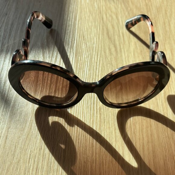 Prada Brown and Pink Baroque Swirl Round Sunglasses - Picture 2 of 7